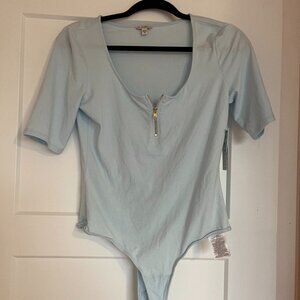 Guess Light Blue Zippered Bodysuit